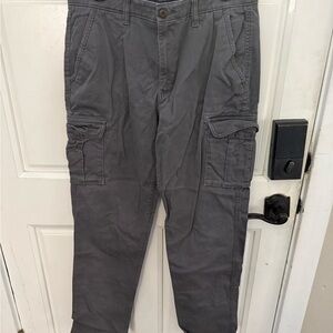 Gray Cargo Pants with Relaxed Fit and Straight Leg